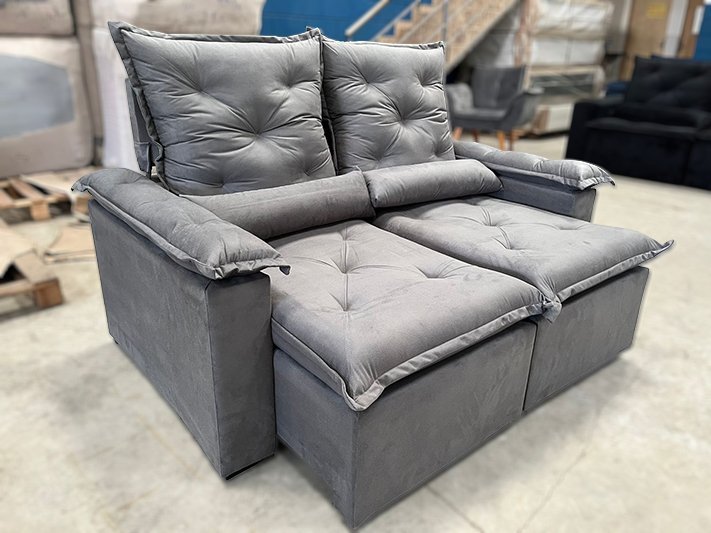 Sofá Retrátil Reclinável 1,60 m Cinza 202 Athenas