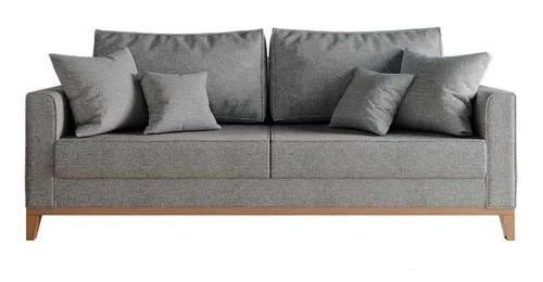 Sofa Benny 3 Lugares Deccor Linho Cinza