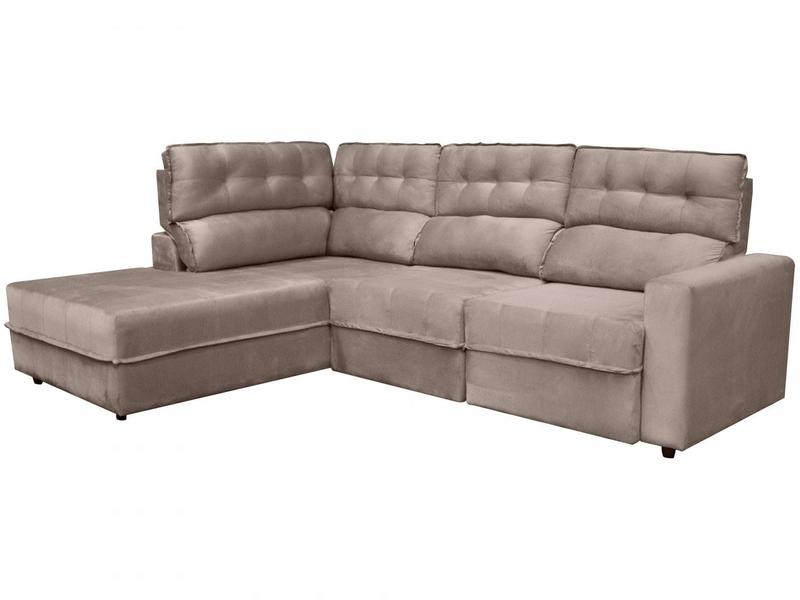 Sofá Canto + 2 lugares Retrátil Reclinável Veludo Phormatta Pacific