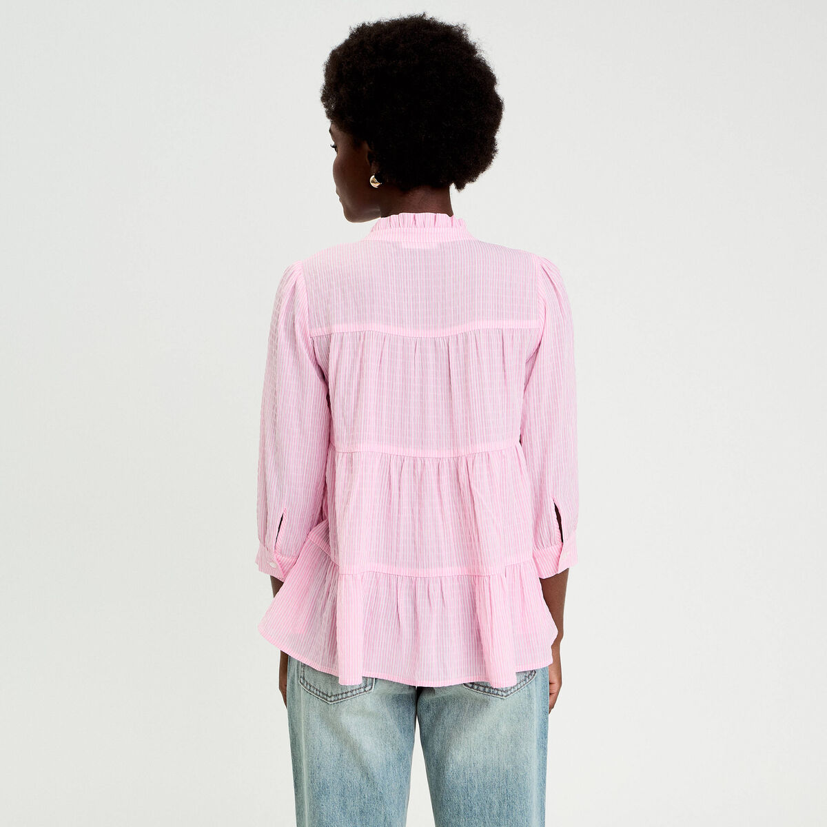 Blouse manches 3/4 rose clair femme