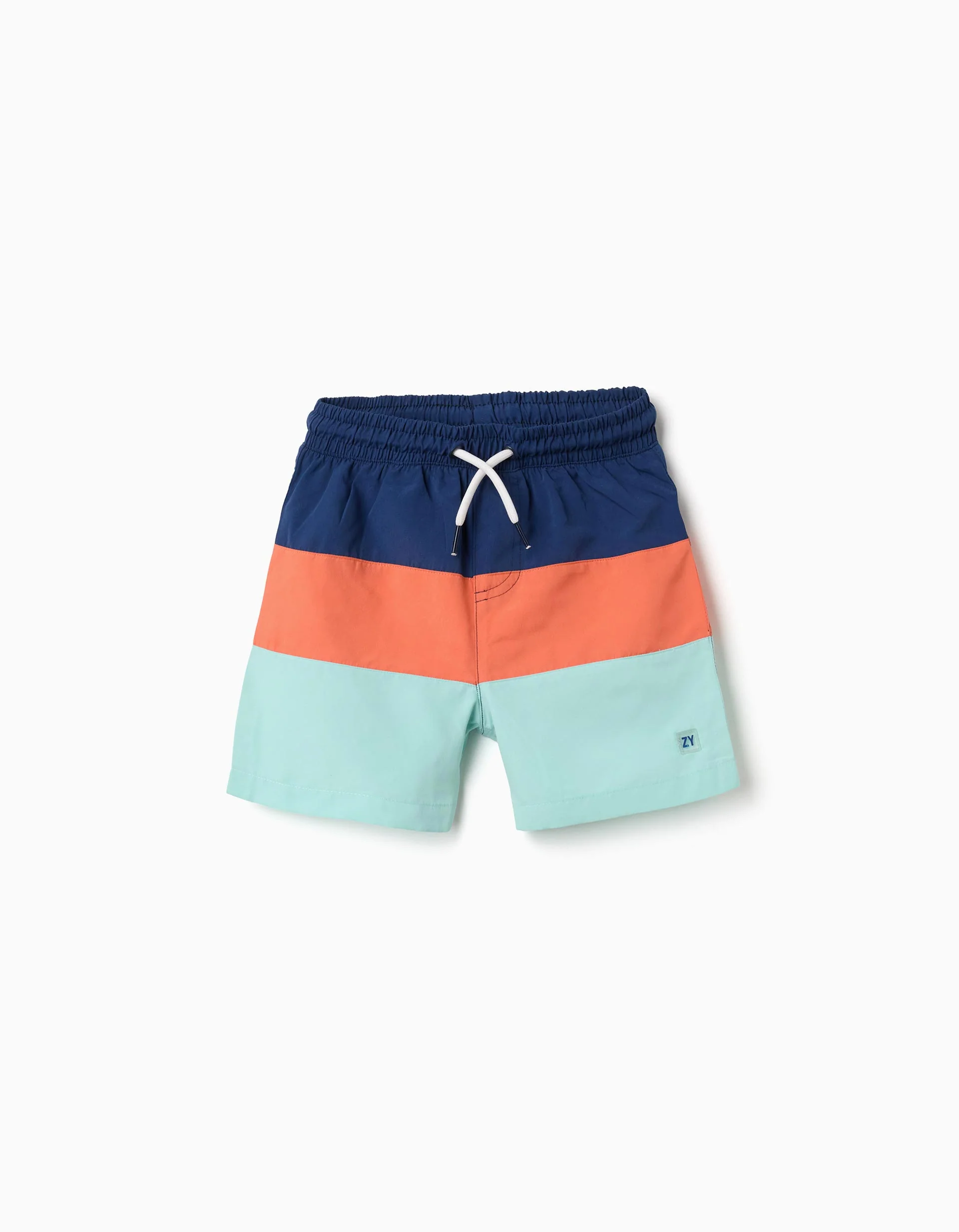 Swim shorts with colour block and drawstring for boys, multicolour