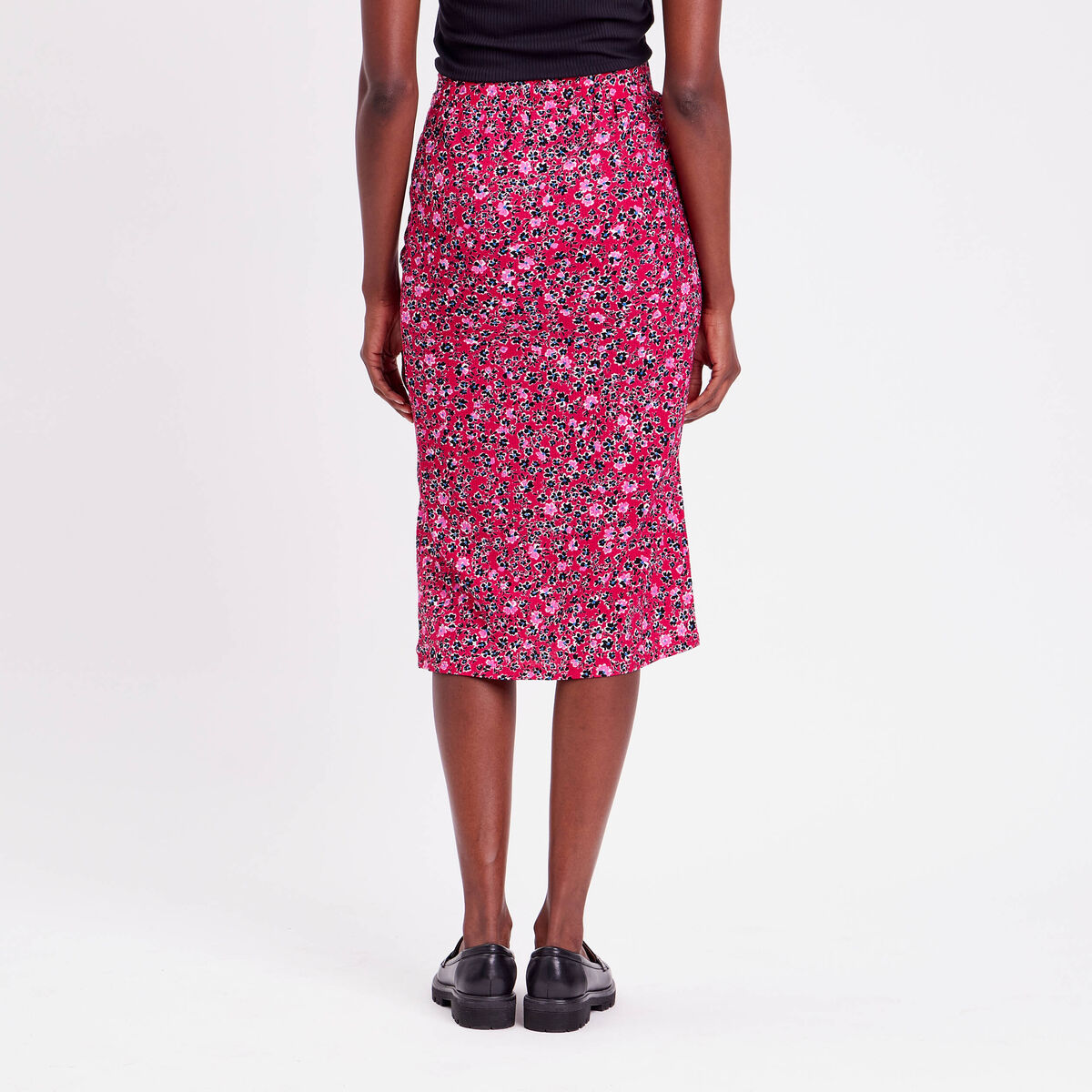 Jupe moulante drapée rouge femme