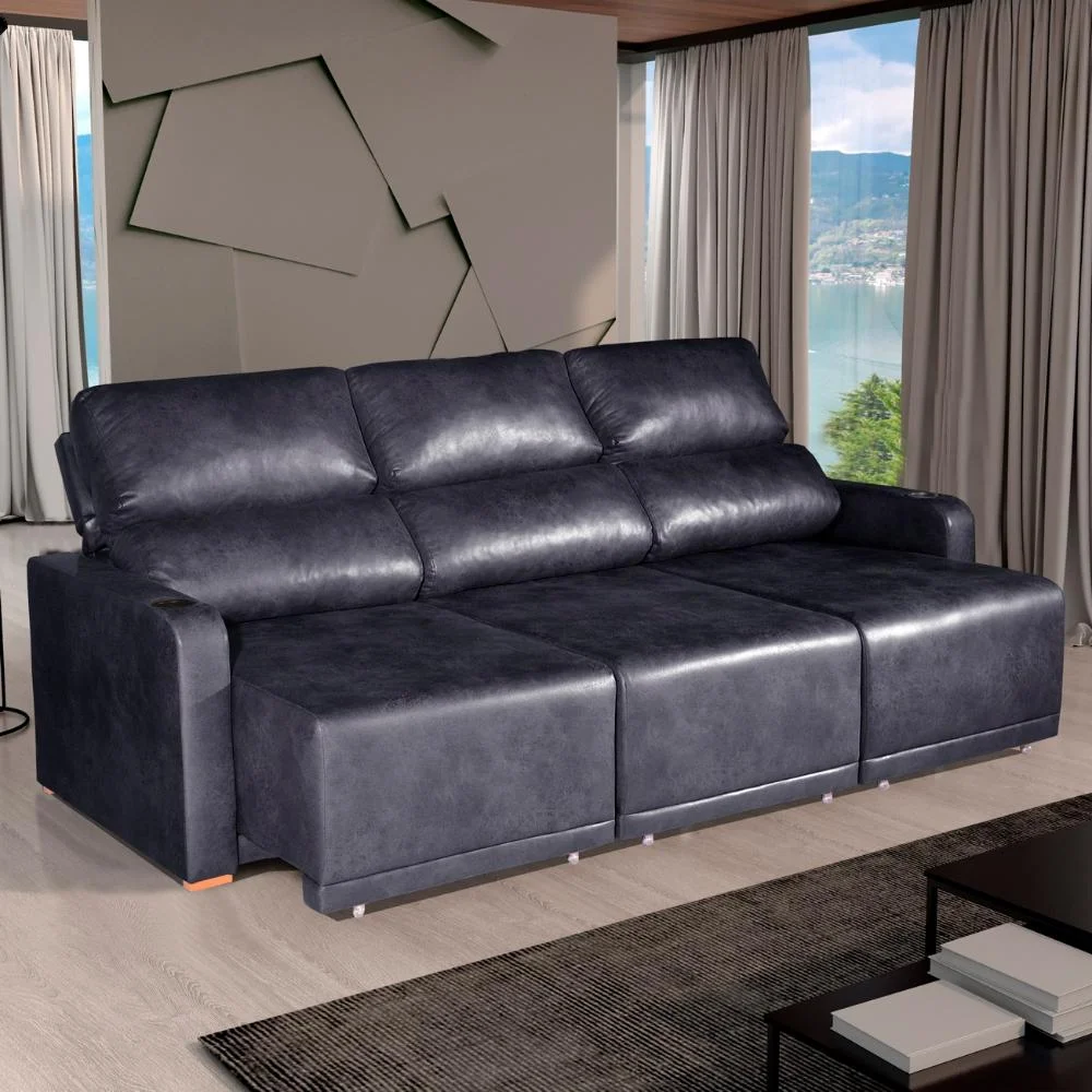 Sofá 4 Lugares 2,50m Retrátil e Reclinável Lyon Bom Pastor