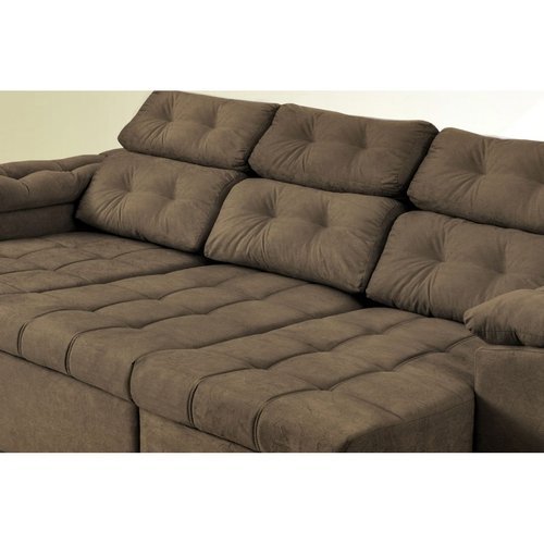 Sofa Itália 2,80 Mts Retrátil e Reclinavel Tecido Suede Café