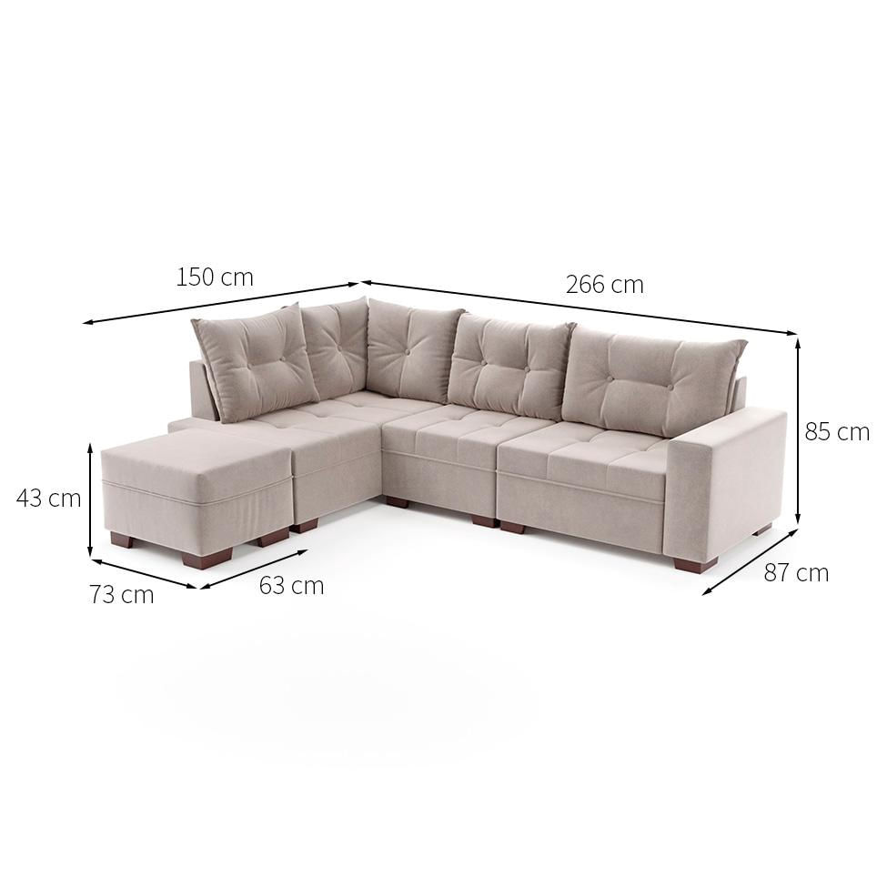 Sofá de Canto 7 Lugares Glória Suede Bege em Promoção | Ofertas na Americanas