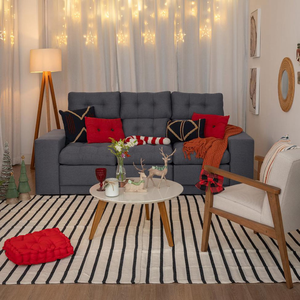 Sofá 3 Lugares Retrátil e Reclinável Baden Linho Grafite 230 cm