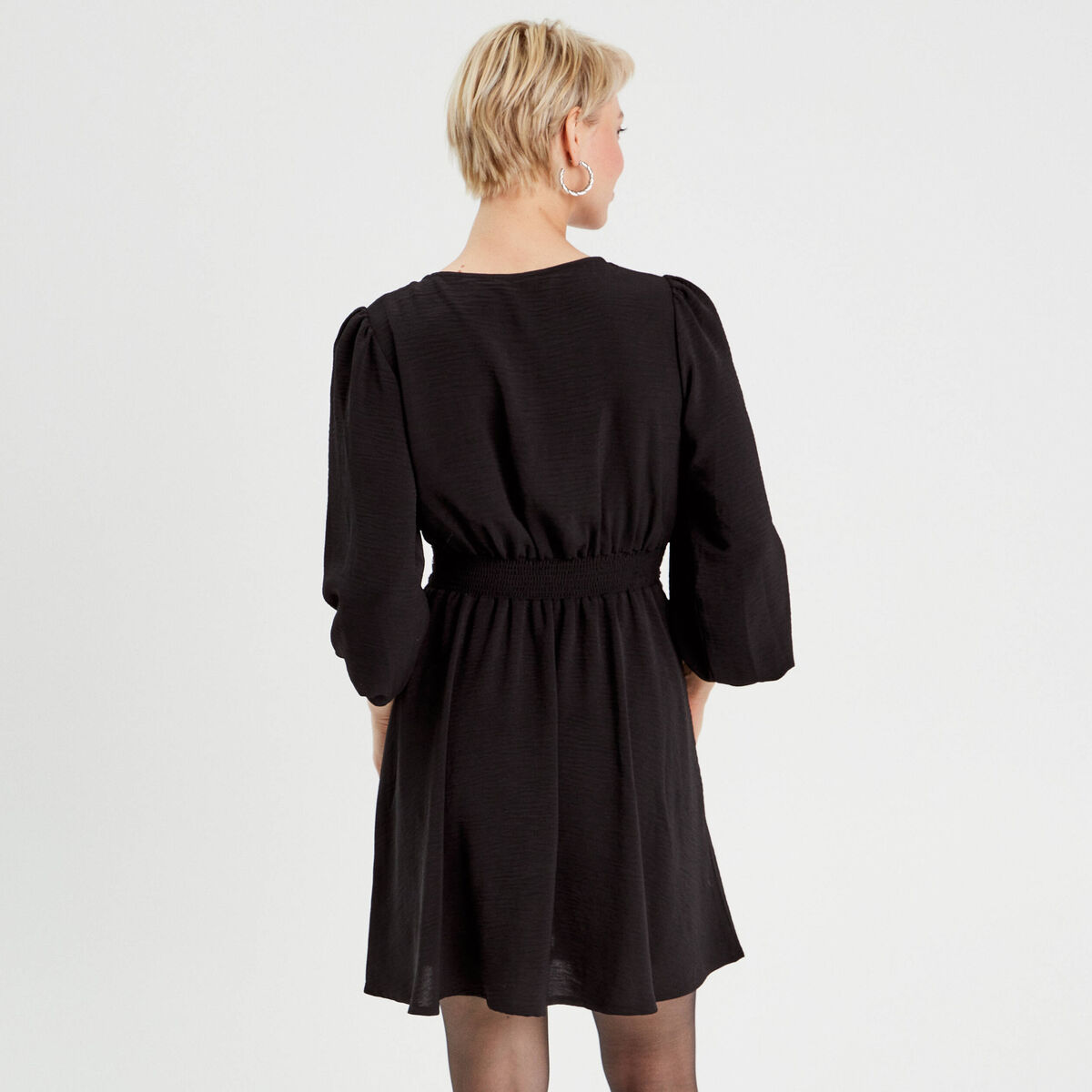 Robe évasée avec bandes clous noir femme