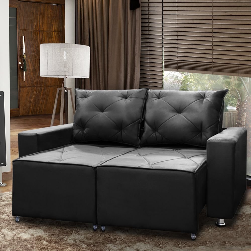 Sofá Retrátil e Reclinável 2 Lugares Bariloche 1.50cm C/ Molas - Veludo