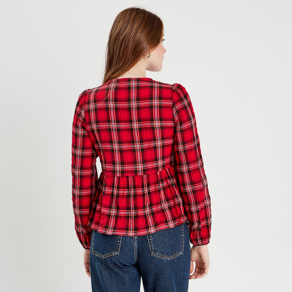 Blouse avec noeuds rouge femme