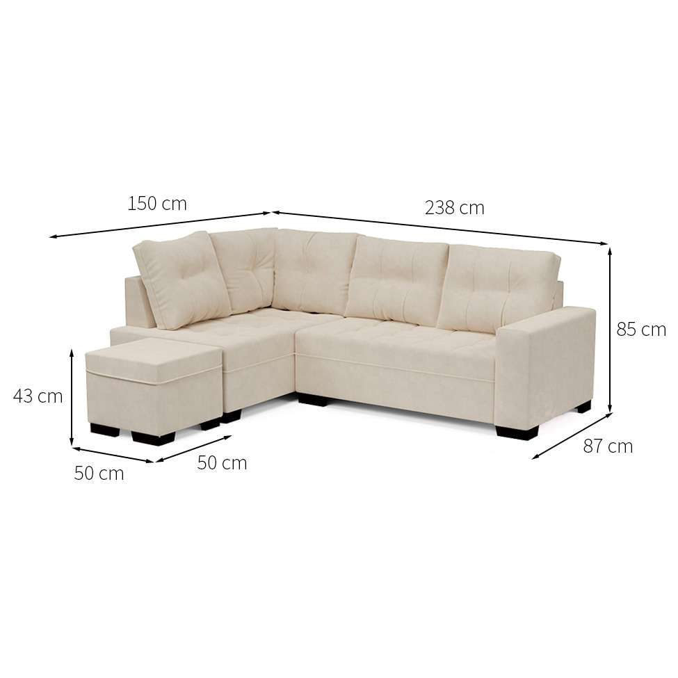 Sofá de Canto 6 Lugares Gávea Suede Bege em Promoção | Ofertas na Americanas