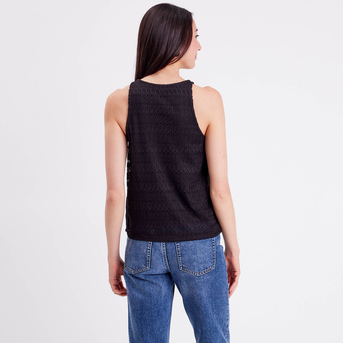 Débardeur doublure dentelle noir femme