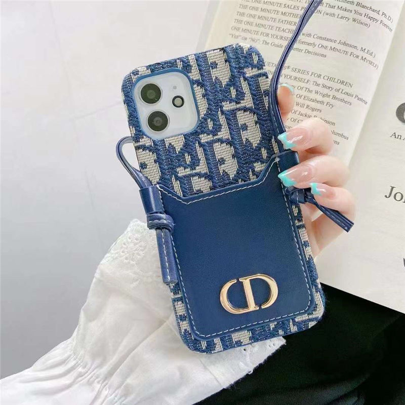 iphone16/15pro/14pro max ケース 背面 収納 ブランド dior iphone13/12pro max ショルダーケース 大人 女性 ディオール風 アイフォン11pro/xs マックスカバー パロディ 安全