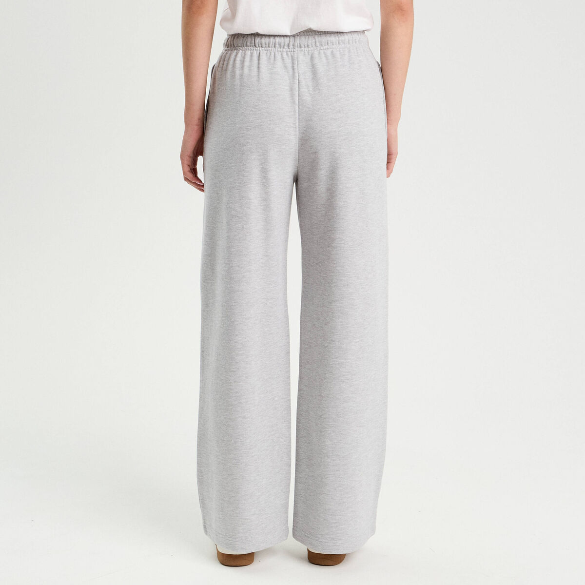 Pantalon large style jogging gris clair femme