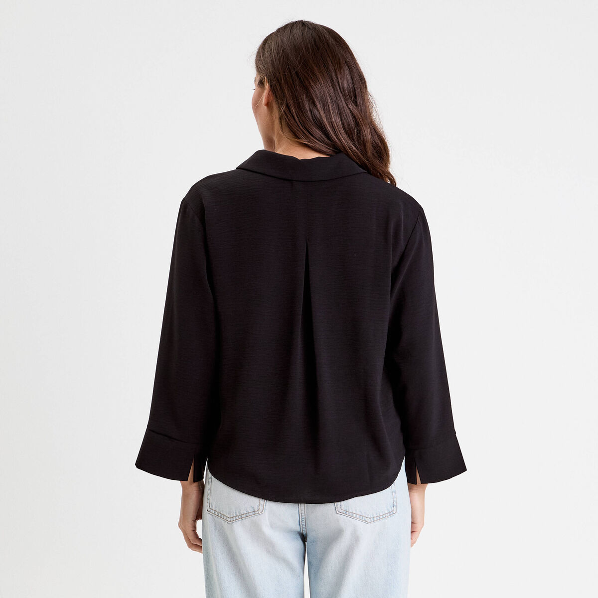 Blouse manches longues noir femme