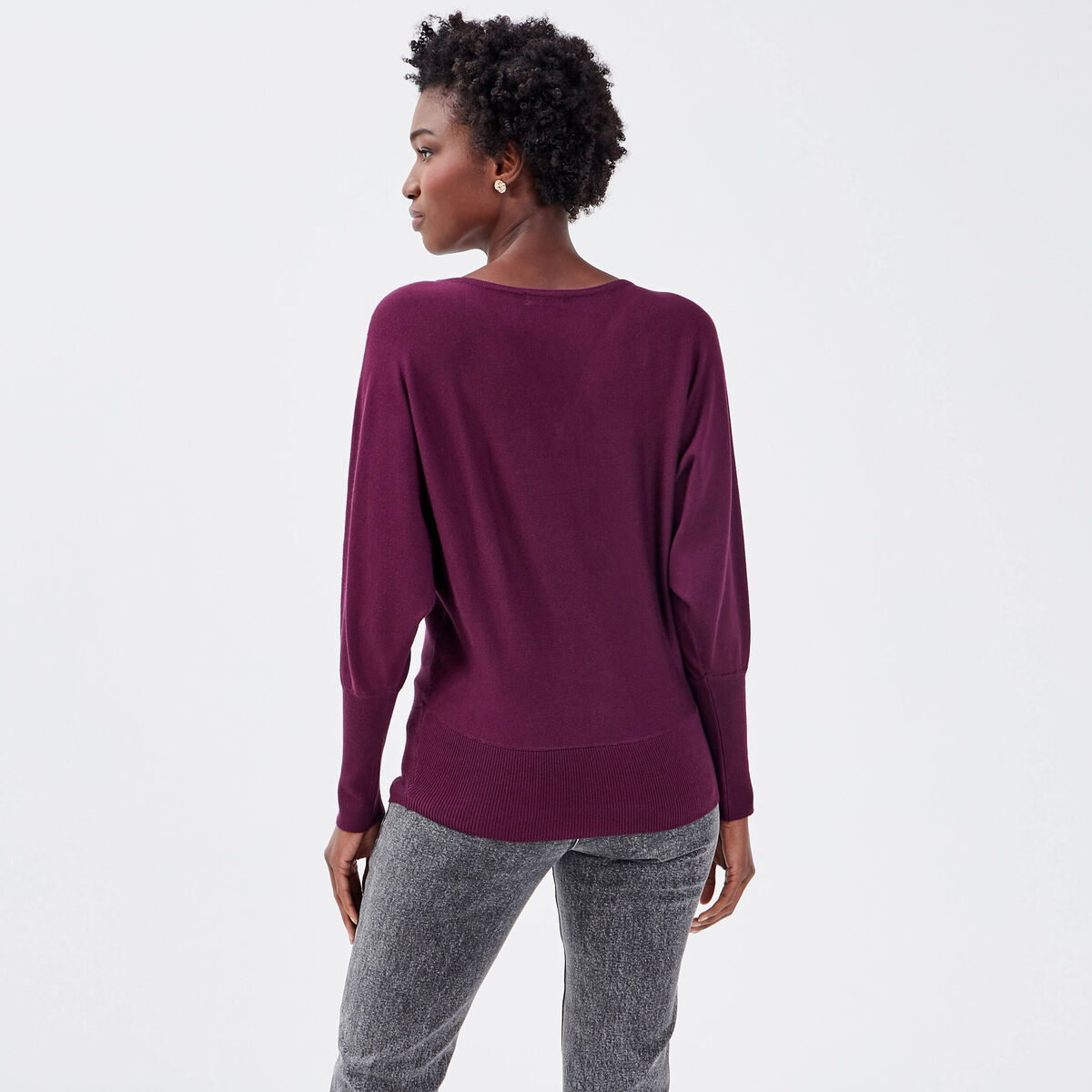 Pull avec col zippé prune femme