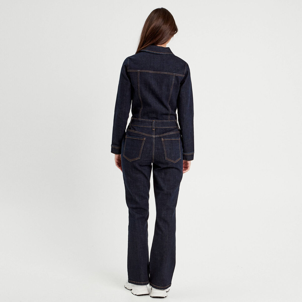 Combinaison pantalon en jean denim brut femme