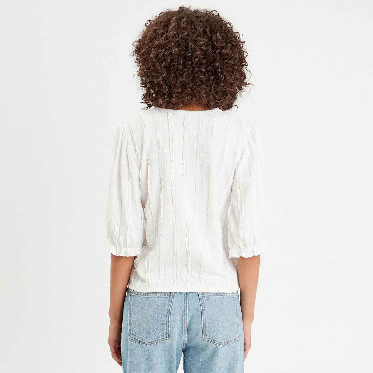 Blouse manches 3/4 nouée ecru femme