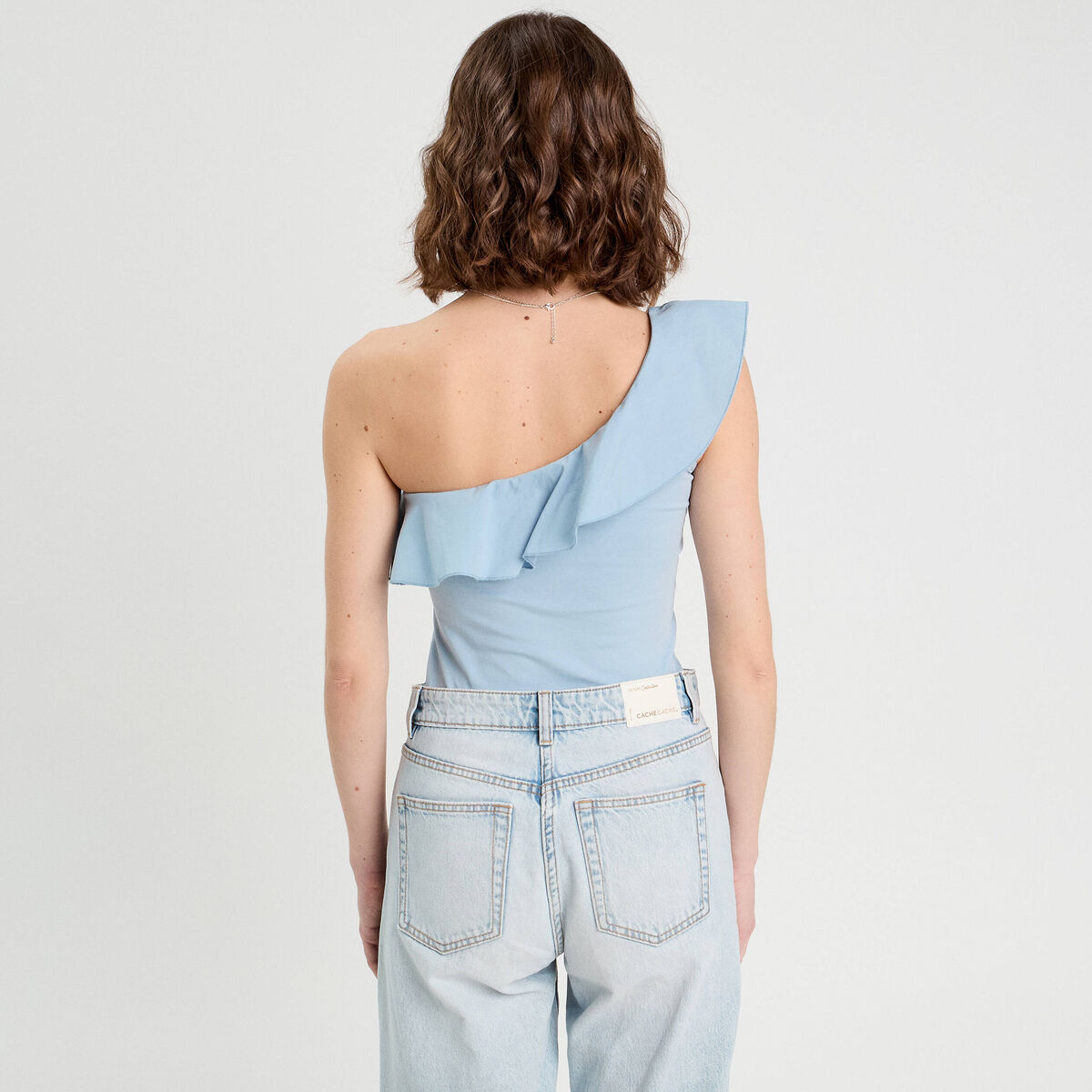 Débardeur asymétrique bleu clair femme
