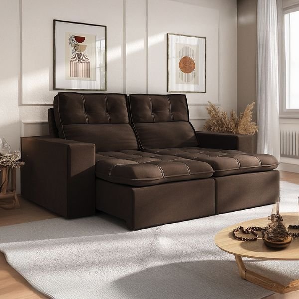 Sofá Retrátil e Reclinável 2m 3 Lugares Petrópolis Veludo Mamflex