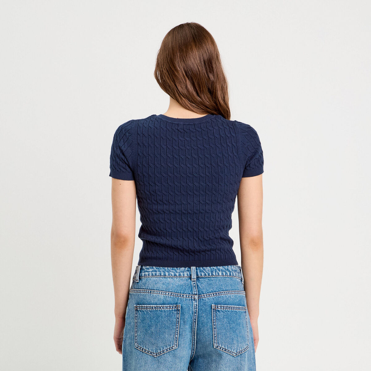 T-shirt manches courtes bleu marine femme