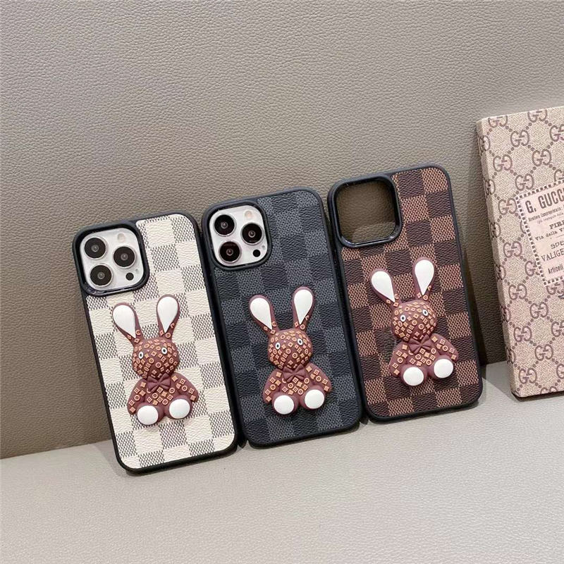 ルイヴィトン iphone17/16proケース ダミエ柄 ウサギ iphone15pro/14 ケース ブランド可愛い iphone13pro max スマホカバー おそろい vuitton アイフォン13/12 面白い 携帯 ケース