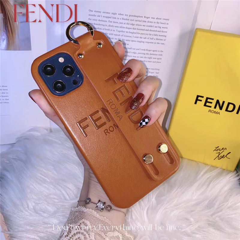 FENDI スマホケース iPhone16/16pro ベルト付き iphone15pro max/14/13ケース おしゃれ 男 フェンディiphone11/11pro レザーケース パロディ ビジネス風