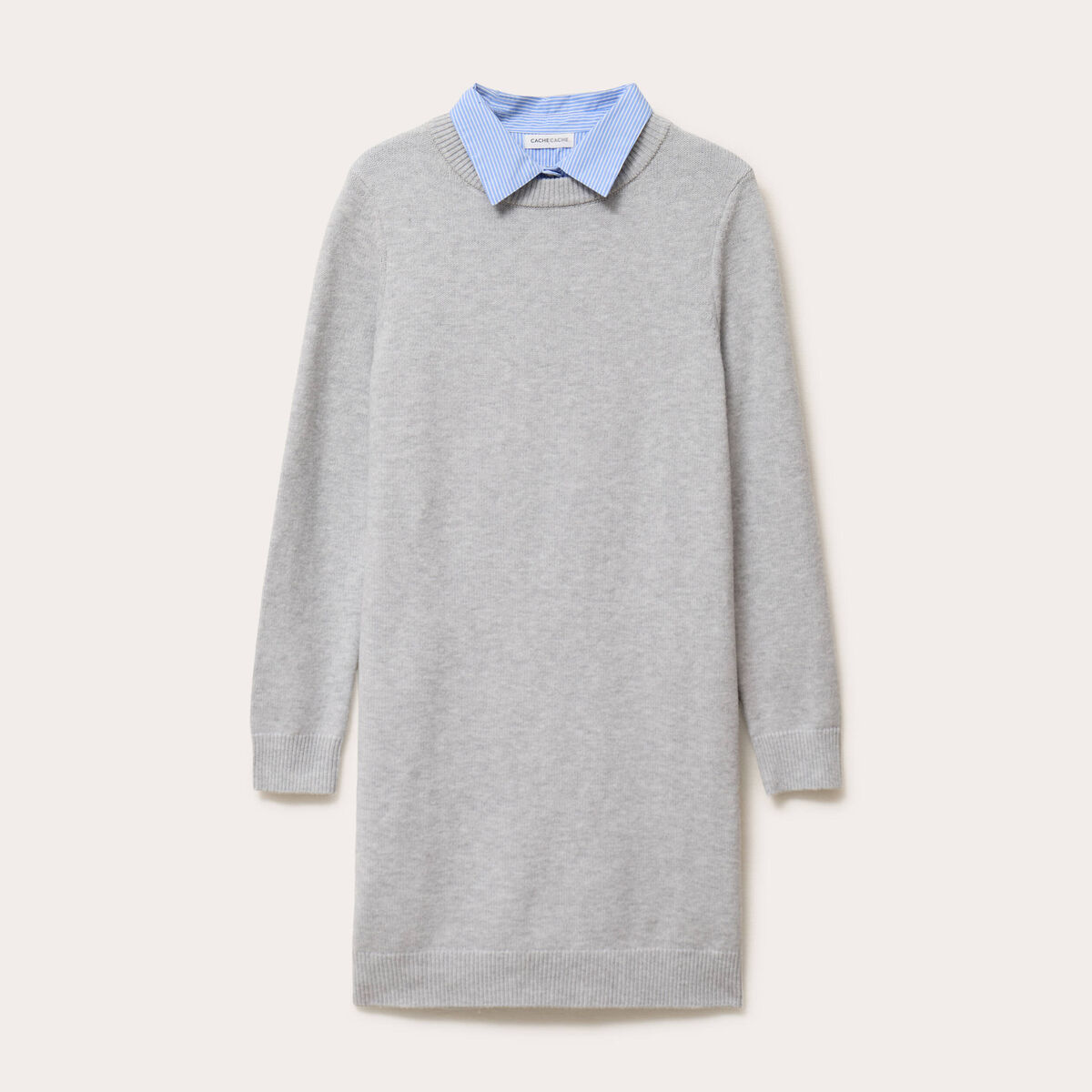 Robe pull col 2-en-1 gris femme