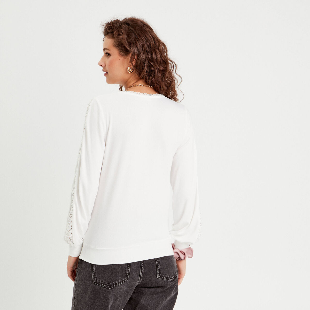 T-shirt manches longues ecru femme