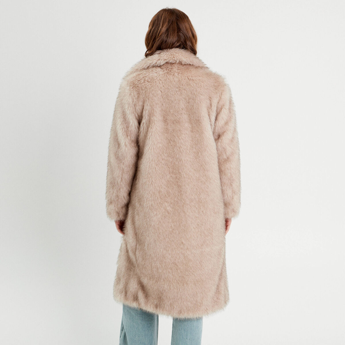 Manteau fausse fourrure sable femme