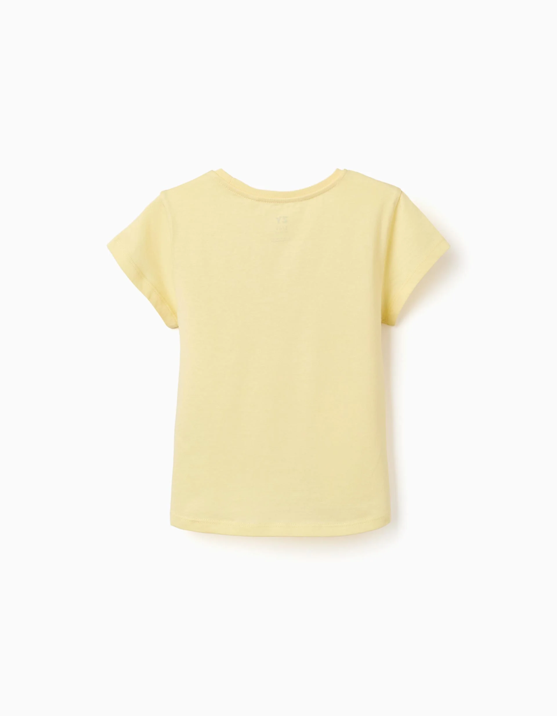 Pack of 2 cotton T-shirts with starfish prints for girls, white/yellow