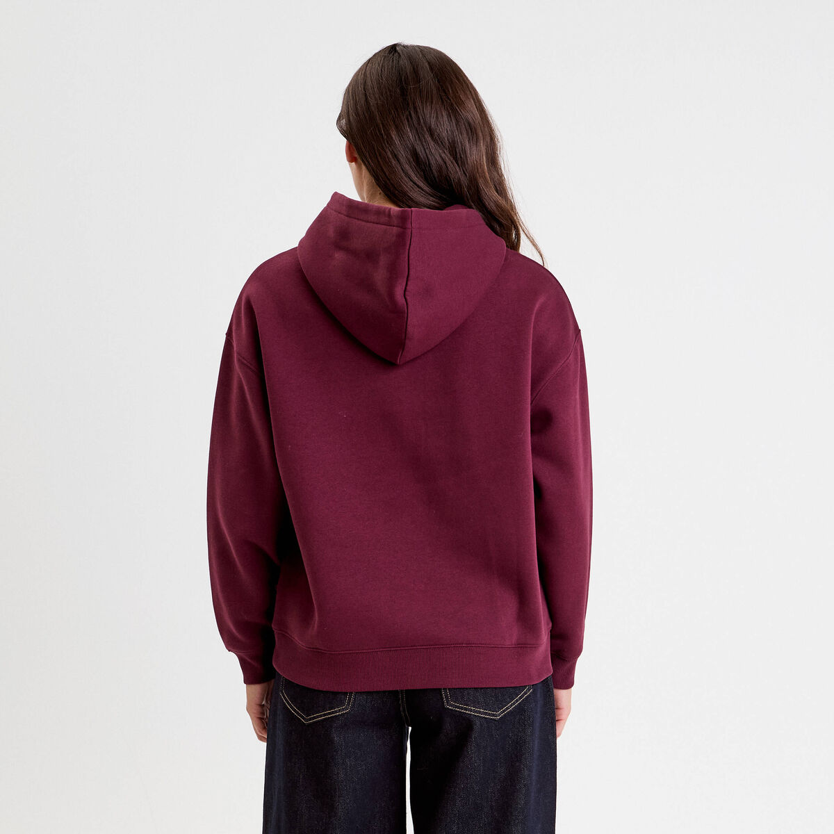 Sweat à capuche 1 poche violet foncé femme