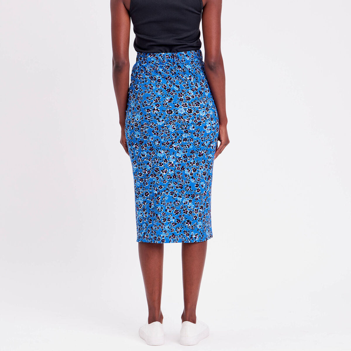 Jupe moulante drapée bleu femme