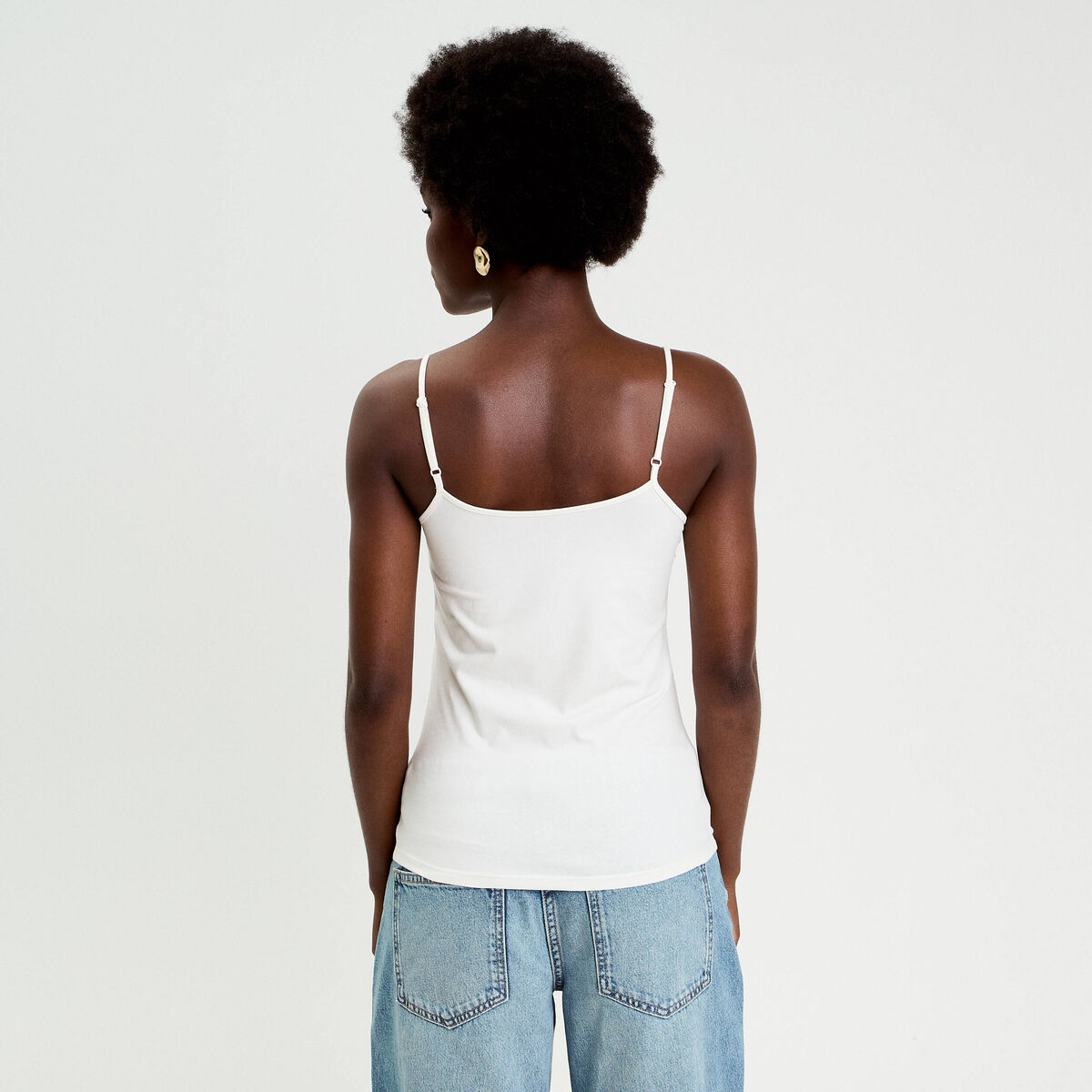 Débardeur ajusté décolleté dentelle ecru femme