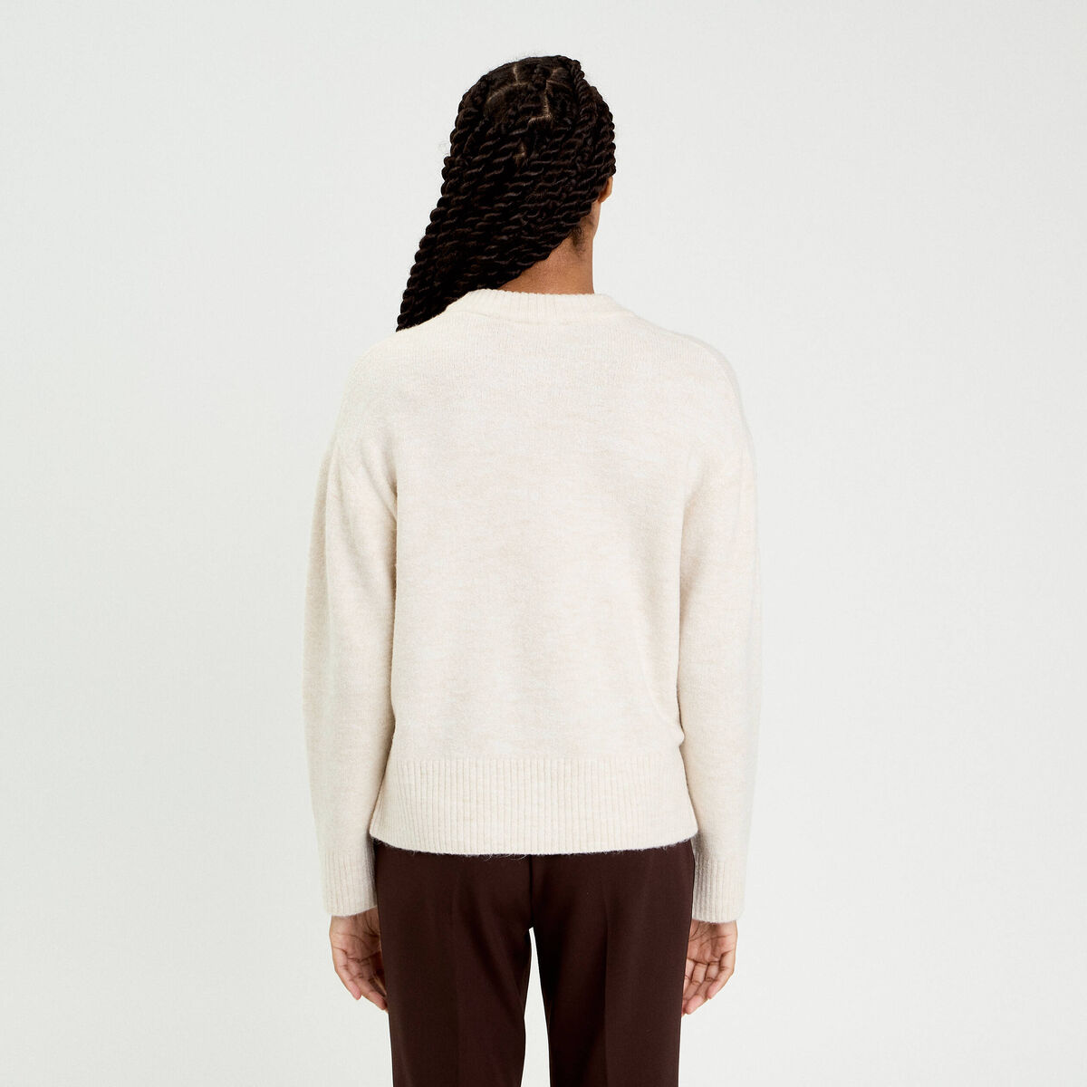 Pull manches longues ecru femme