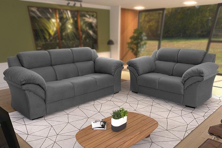 Conjunto Sofá Windsor Velut 3 e 2 Lugares 2,04m e 1,59m - King House