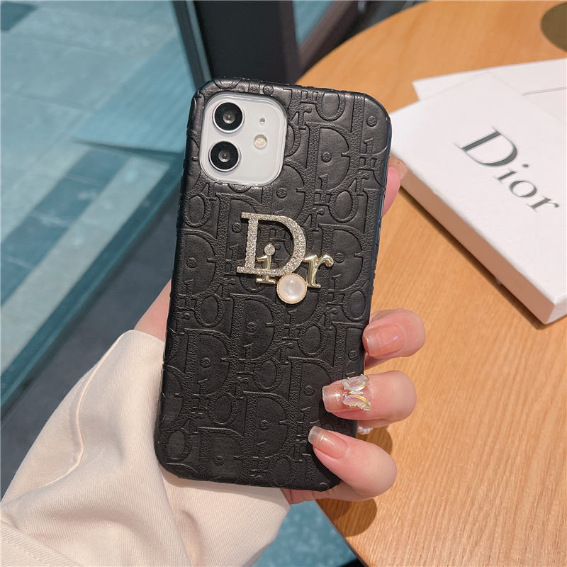 diorロゴ iphone16/15pro/14プロ レザーケース レディース ディオール風 iphone13/12pro/11pro max ケース 軽い 丈夫 スマートフォンケース iphonexs/xr ストーン 派手カワ