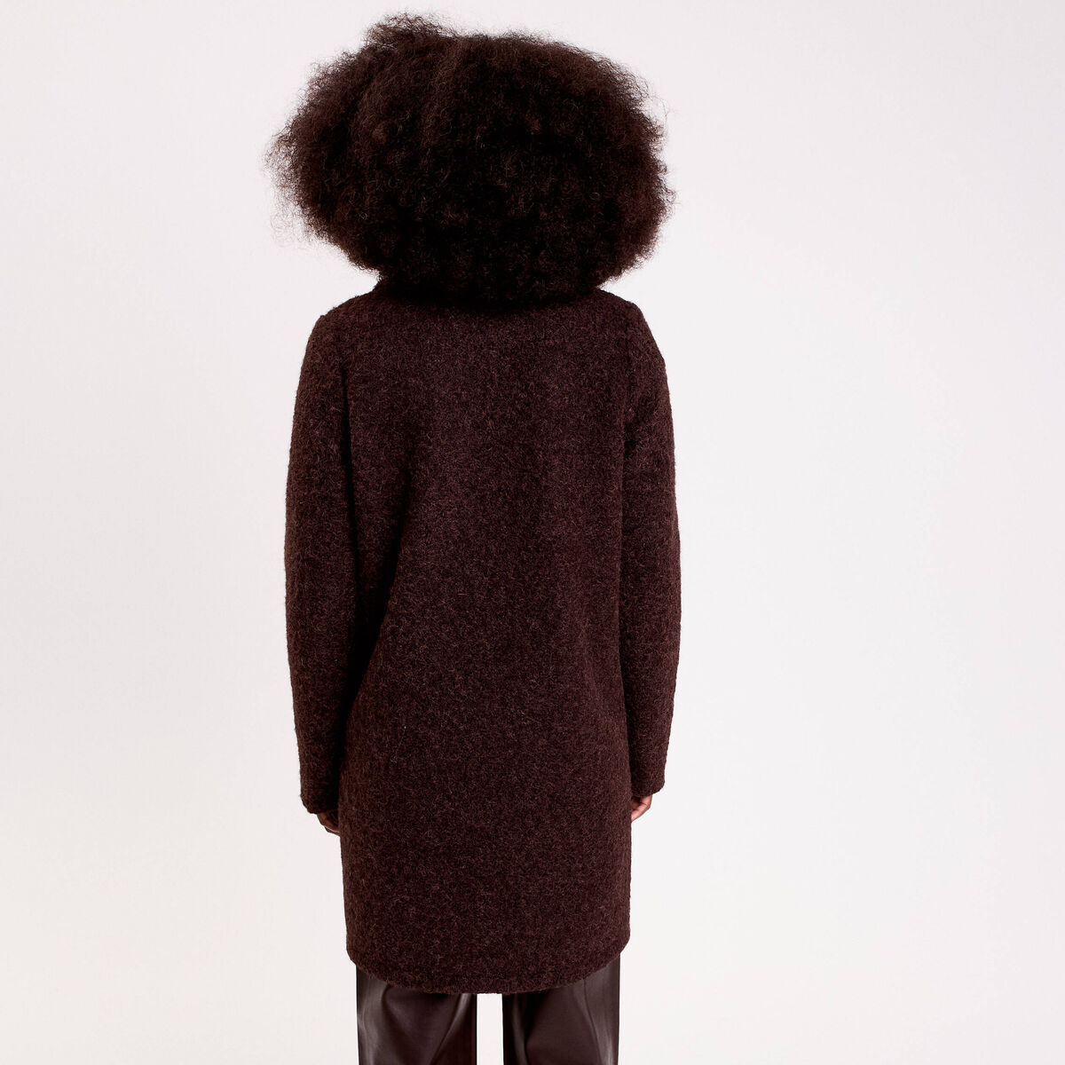 Manteau bouclette marron foncé femme