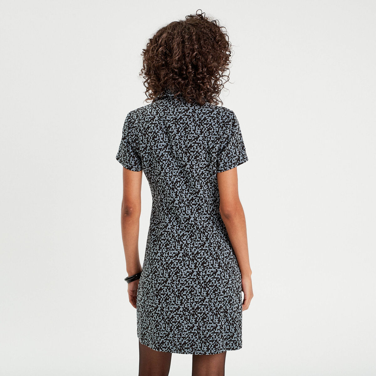 Robe évasée zippée noir femme