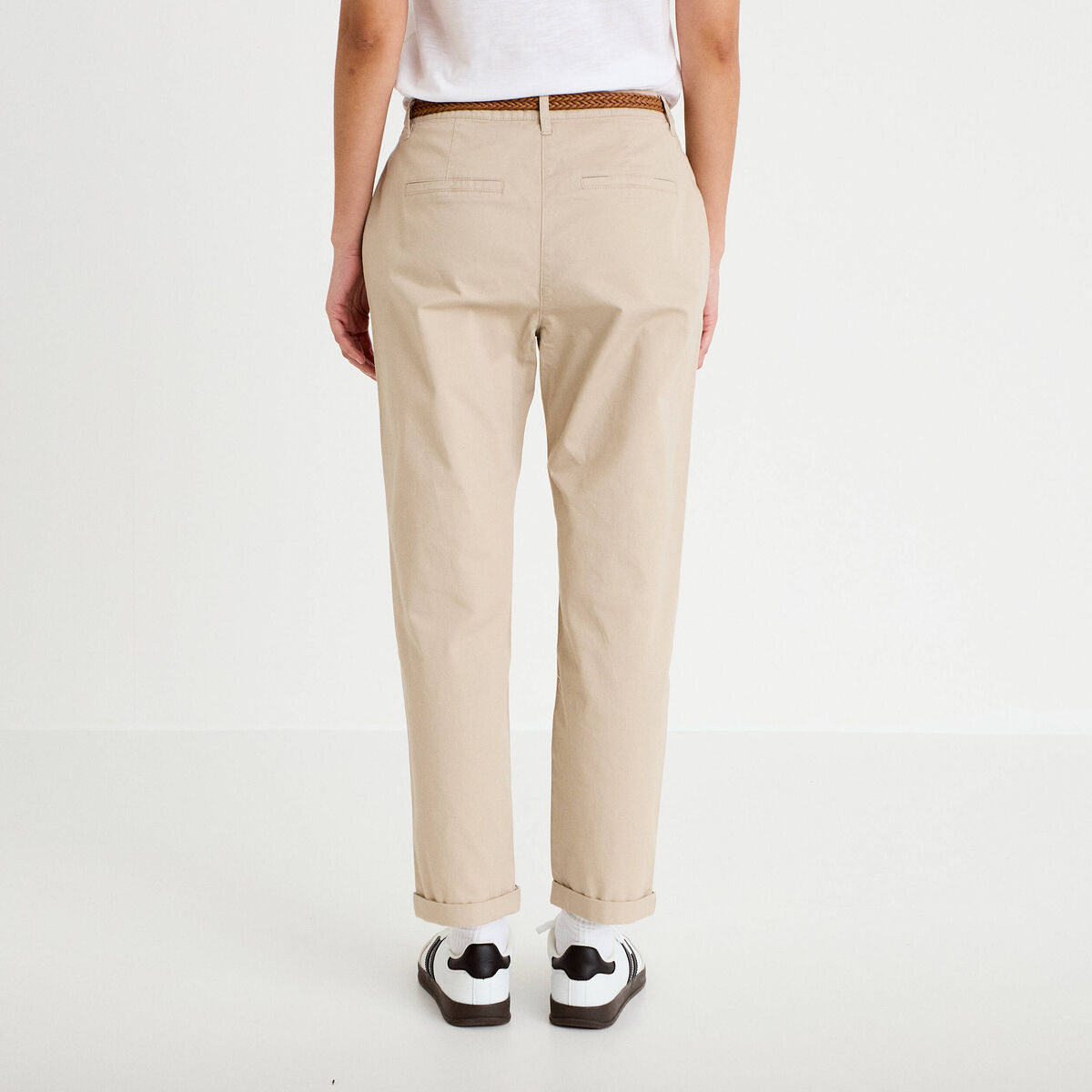 Pantalon chino 7/8ème beige femme
