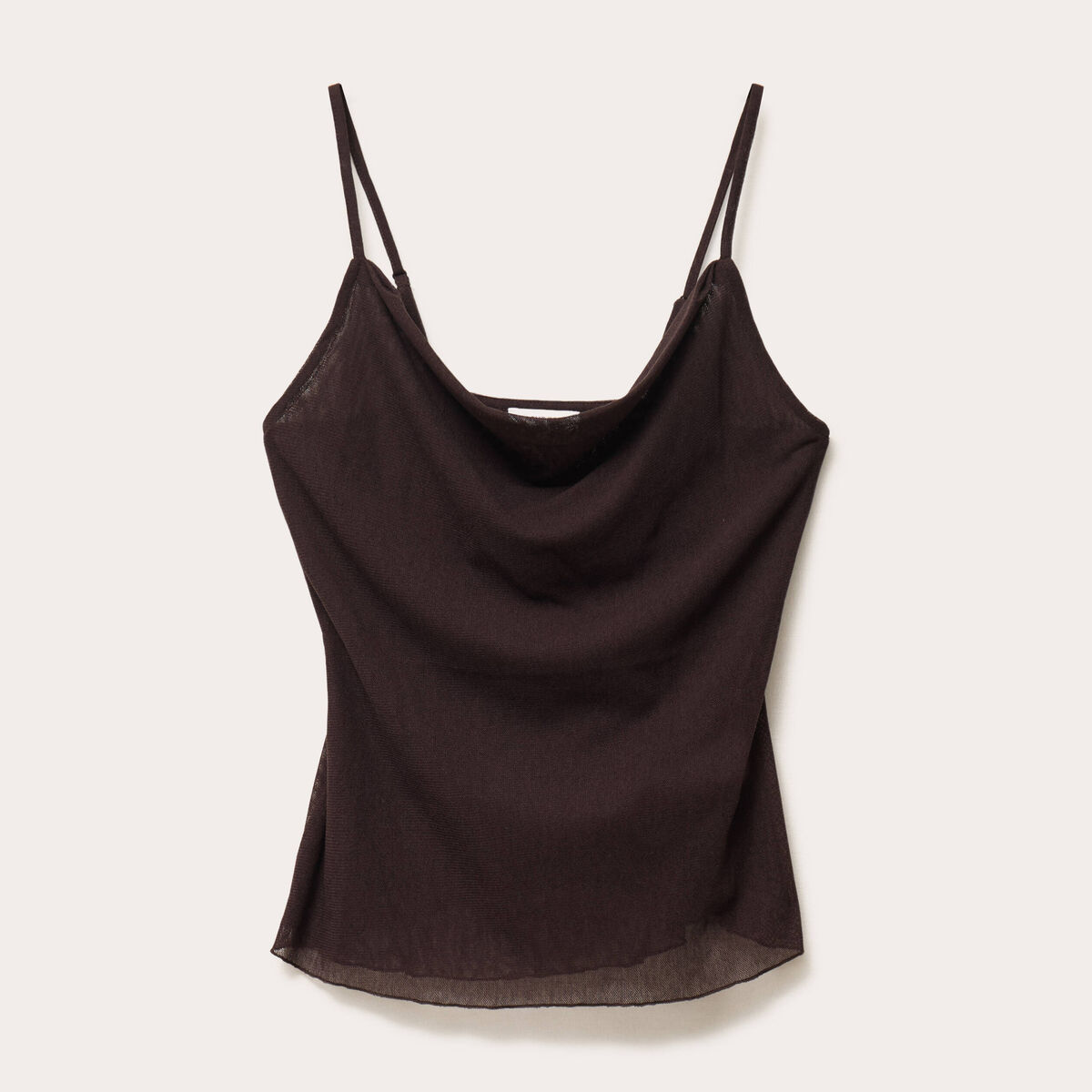 Débardeur ajusté col V marron foncé femme