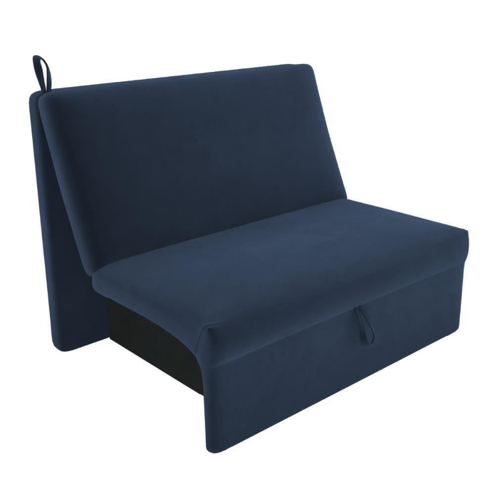 Sofá Cama 2 Lugares Belize Suede Azul