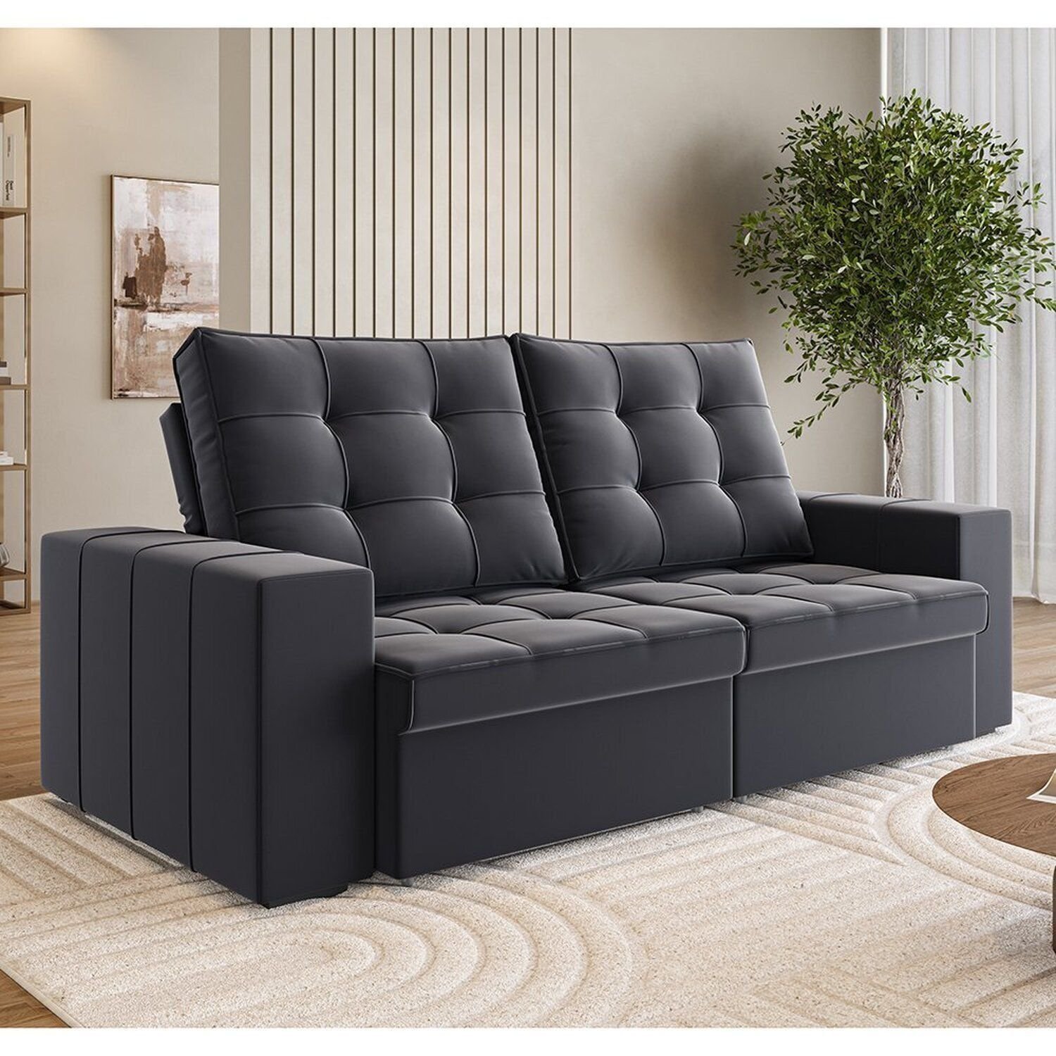 Sofá Retrátil e Reclinável 3 Lugares 200cm Bahamas Espresso Móveis