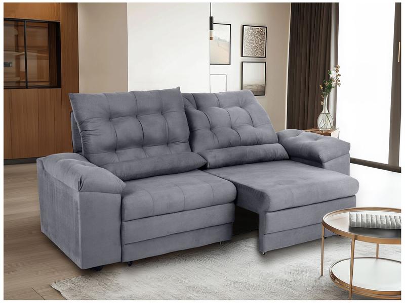 Sofá 3 Lugares Retrátil Reclinável Suede Phormatta Colômbia SMP