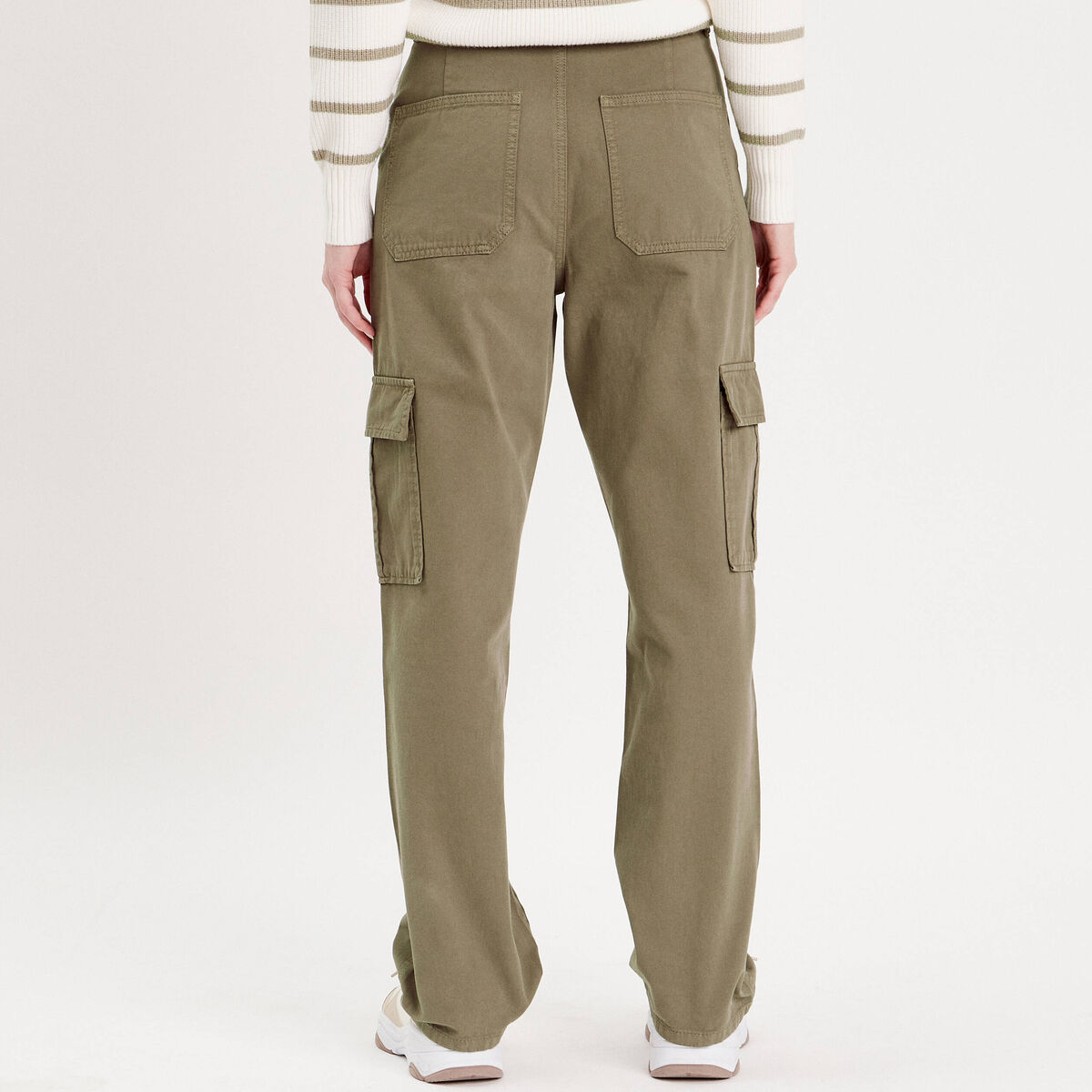 Pantalon large cargo vert foncé femme