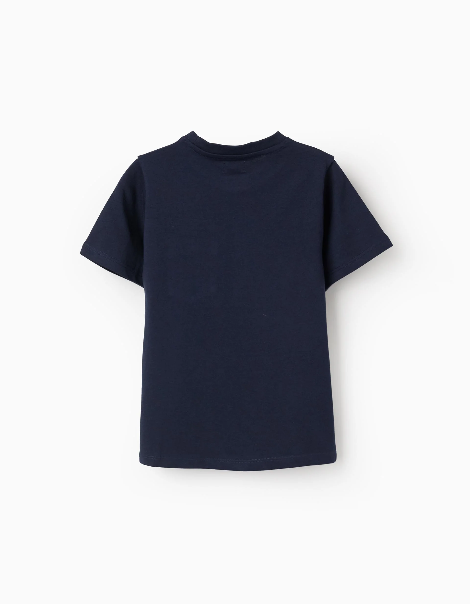 Cotton T-shirt with printed chest pocket for boys, dark blue