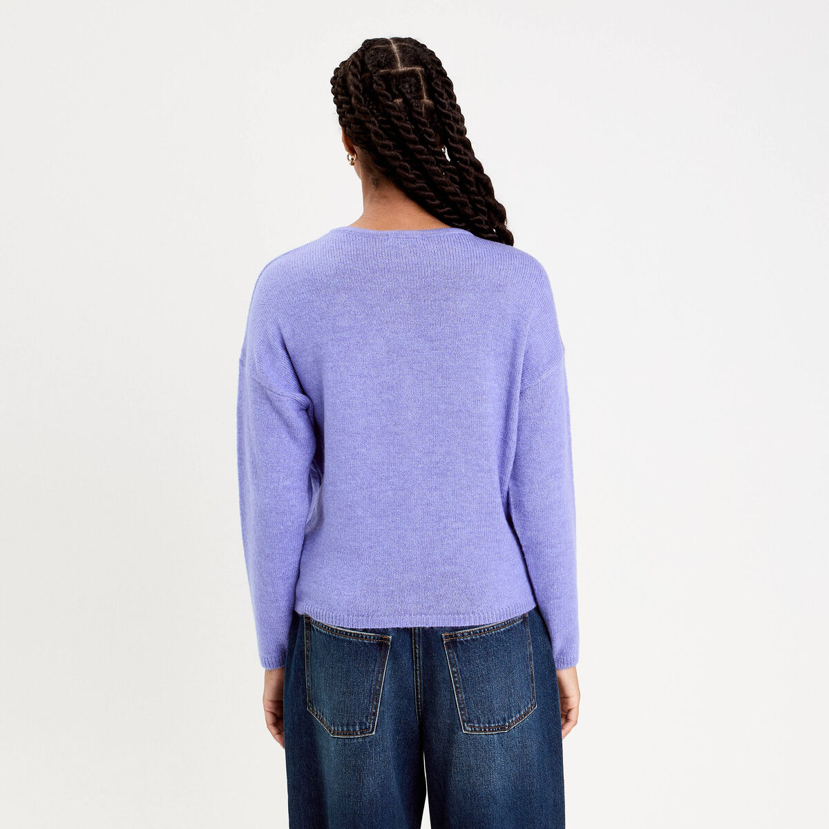 Gilet boutonné avec col en V bleu violet femme