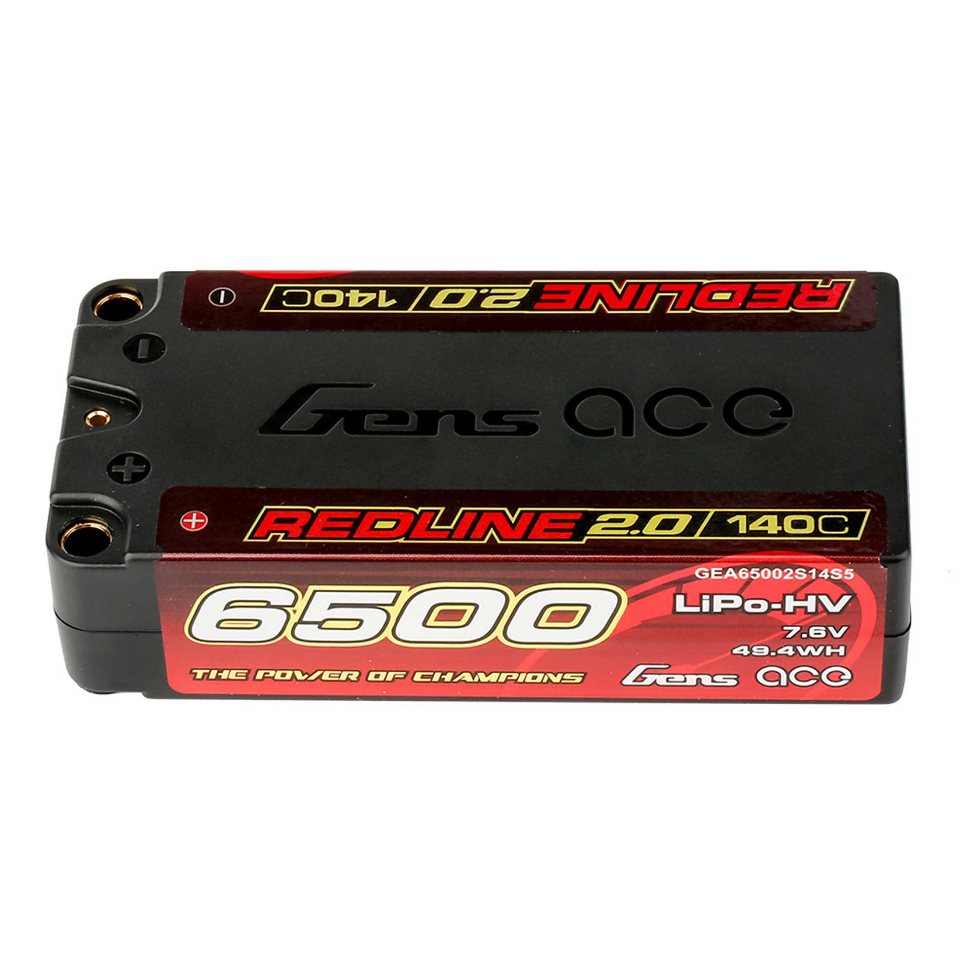 Gens ace 7.6V 6500mAh 2S 140C Redline 2.0 LiHV Hardcase Battery: 5.0mm Bullet