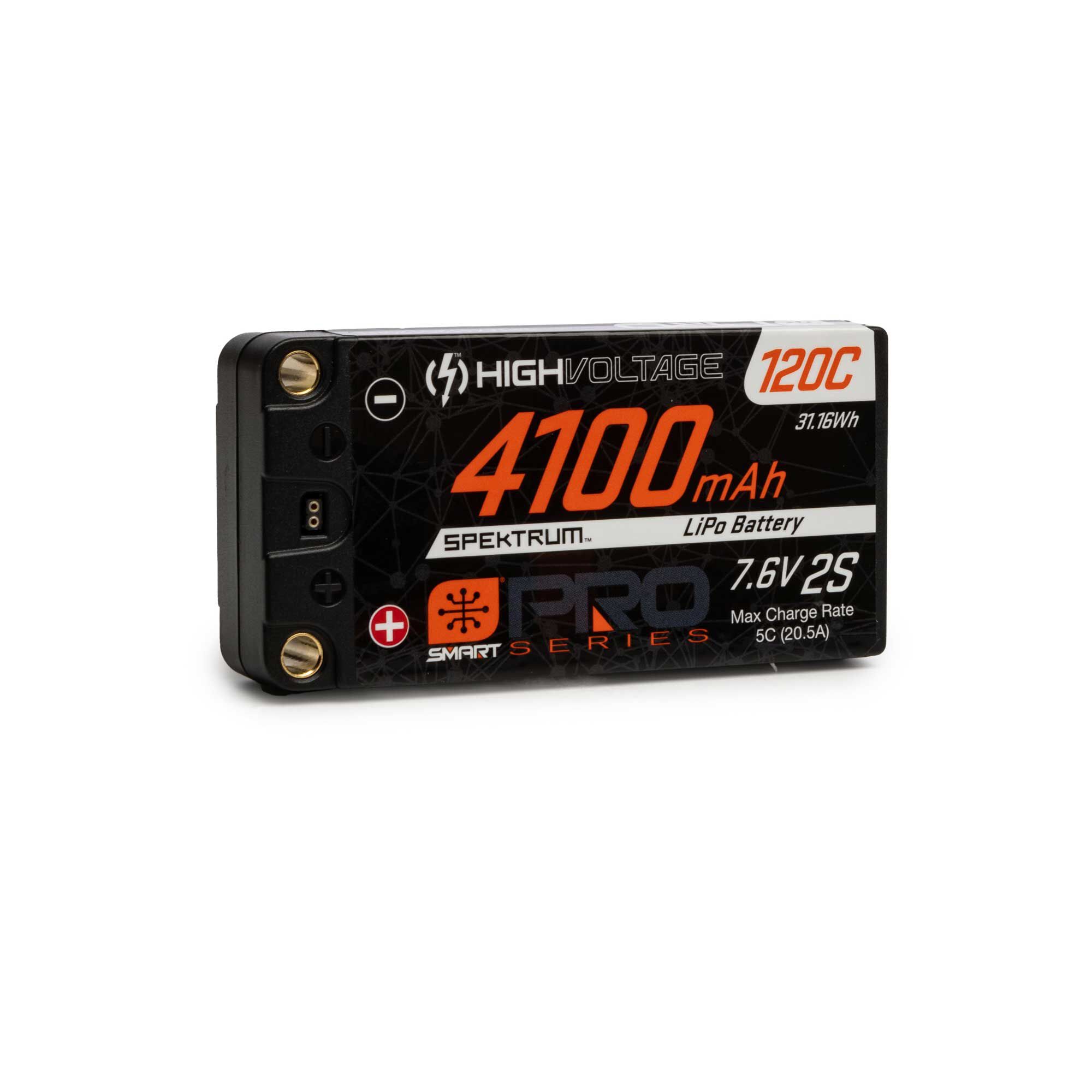 Spektrum Accessories 7.6V 4100mAh 2S 120C Smart Pro Race Shorty Hardcase LiHV Battery: Tubes