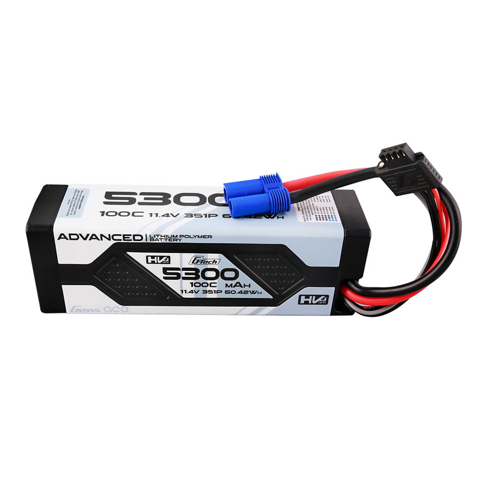 Gens ace 11.4V 5300mAh 3S 100C G-Tech Smart Advanced Hardcase LiHV Battery: EC5