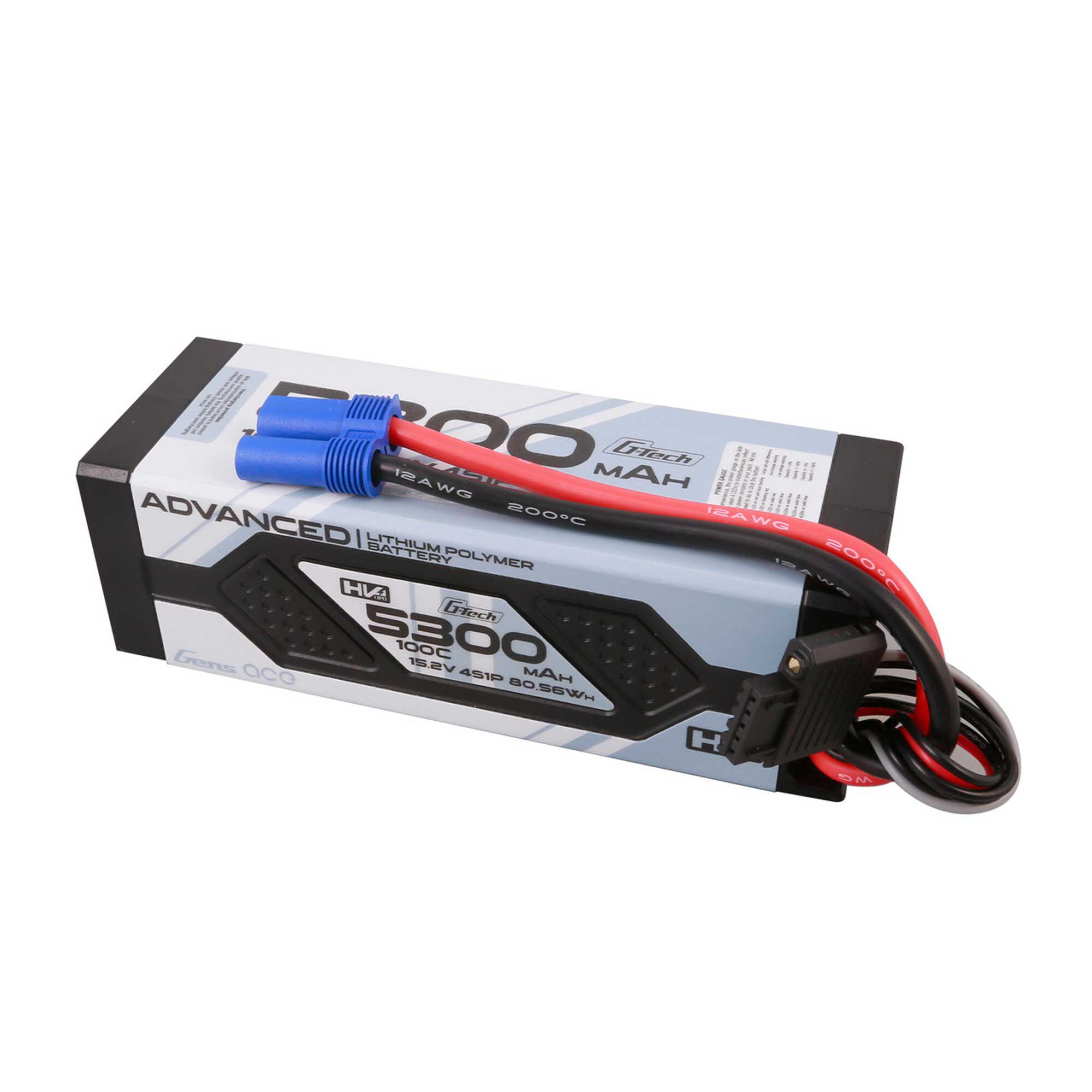 Gens ace 15.2V 5300mAh 4S 100C G-Tech Smart Advanced Hardcase LiHV Battery: EC5